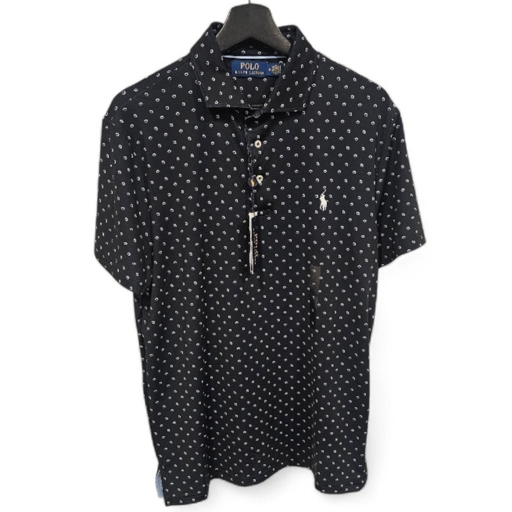 NWT Polo by Ralph Lauren Black and White Performance Polo Shirt Size--Medium